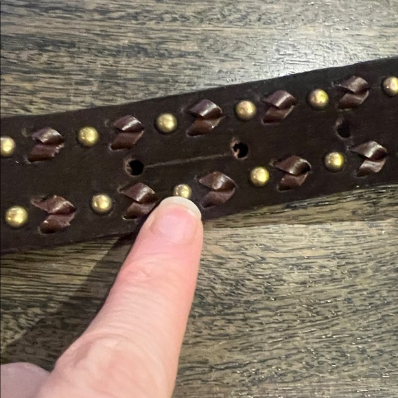 Frye Brown Suede Studded Belt Medium Sample New As Is - Picture 4 of 6